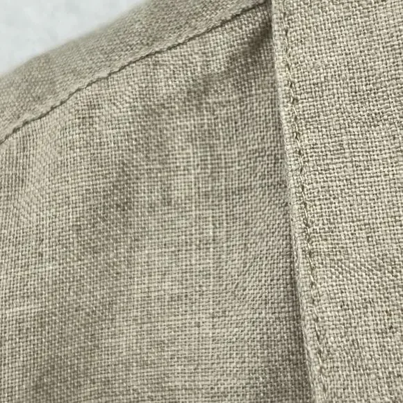 LL BEAN Shirt Womens S Washable Linen Button Up Short Sleeve Woven Beige - Picture 9 of 12